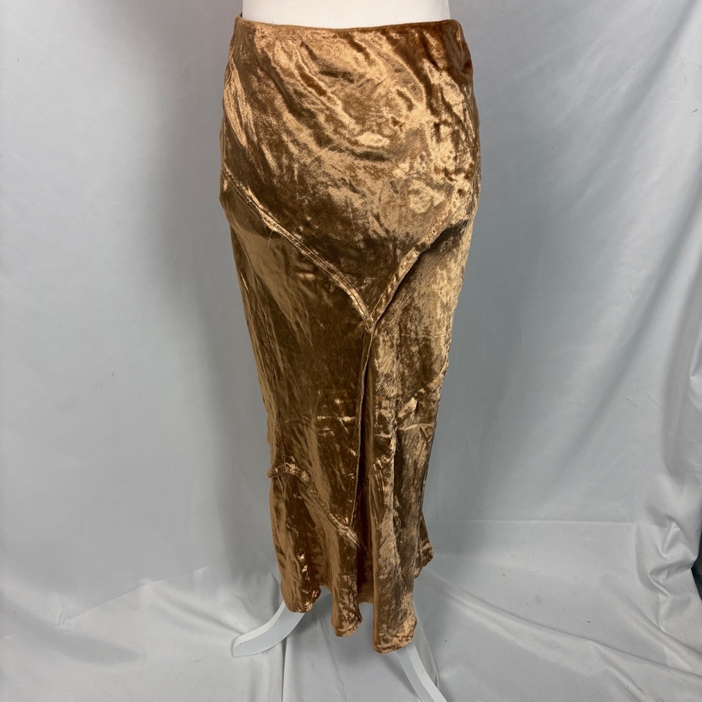Free People Asymmetrical Fairy Goth Velvet Skirt in Gold